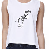 Hand Holding Flower Crop Tank- White