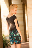 The Secret Garden Ruched Floral Pencil Skirt- Green