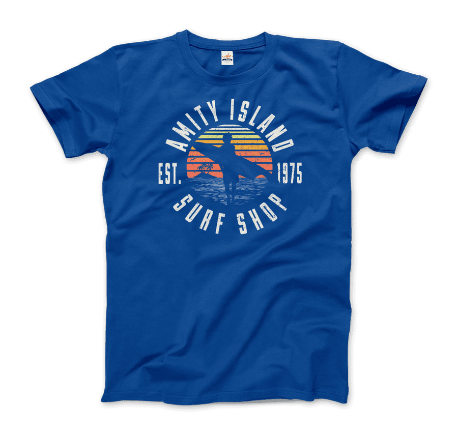 Men's or Women's Amity Island Surf Shop, Jaws T-Shirt- Various Colors