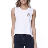 Heart You Print Cropped Women's Tank Top-  White