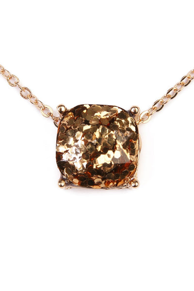 Glitter Cushion Cut Necklace- 4 Colors