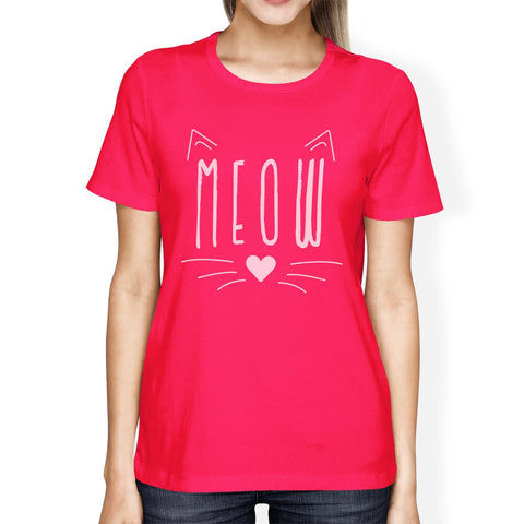 Meow Women's T-Shirt- Hot Pink