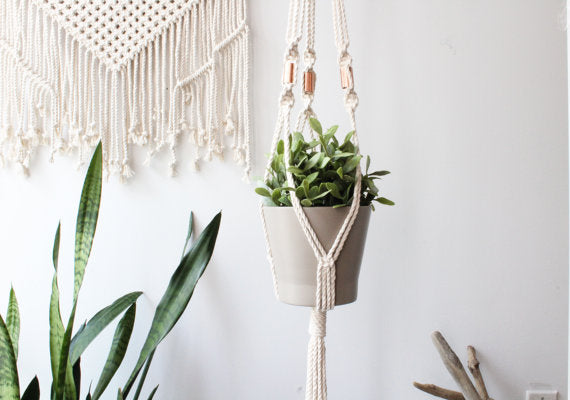 Macrame Plant Hanger with Copper Hardware