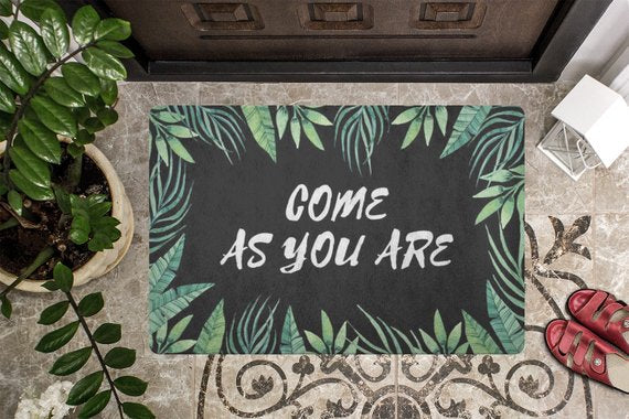 Come As You Are Welcome Mat-Tropical/Black