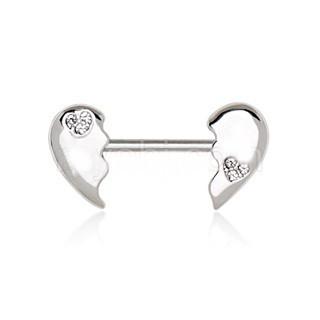 Broken Heart Nipple Barbel- Silver