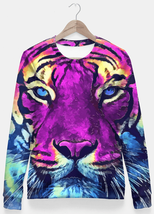 Purple Allover Print Tiger Sweatshirt