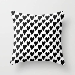 Black & White Hearts Pillow & Pillow Case