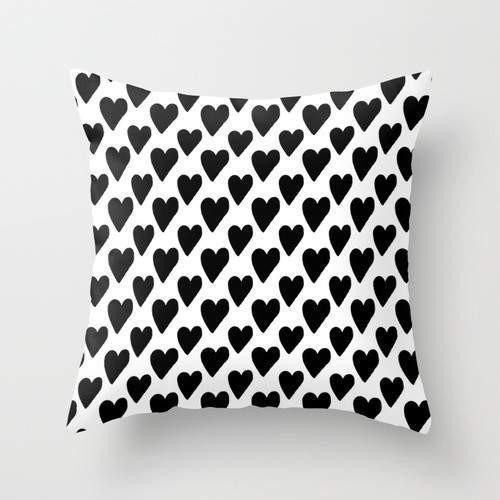 Black & White Hearts Pillow & Pillow Case